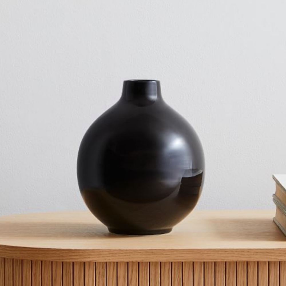 West Elm Glossy Black Vase